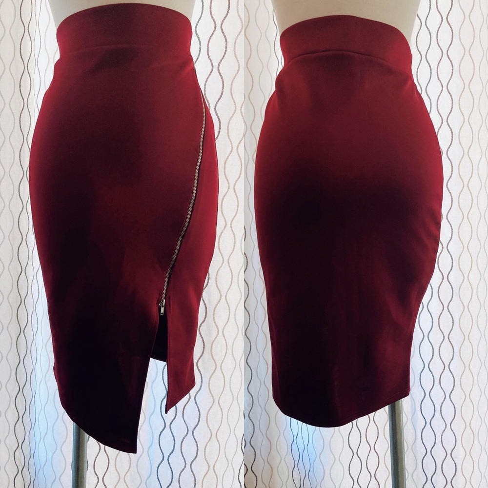 Burgundy long skirt
